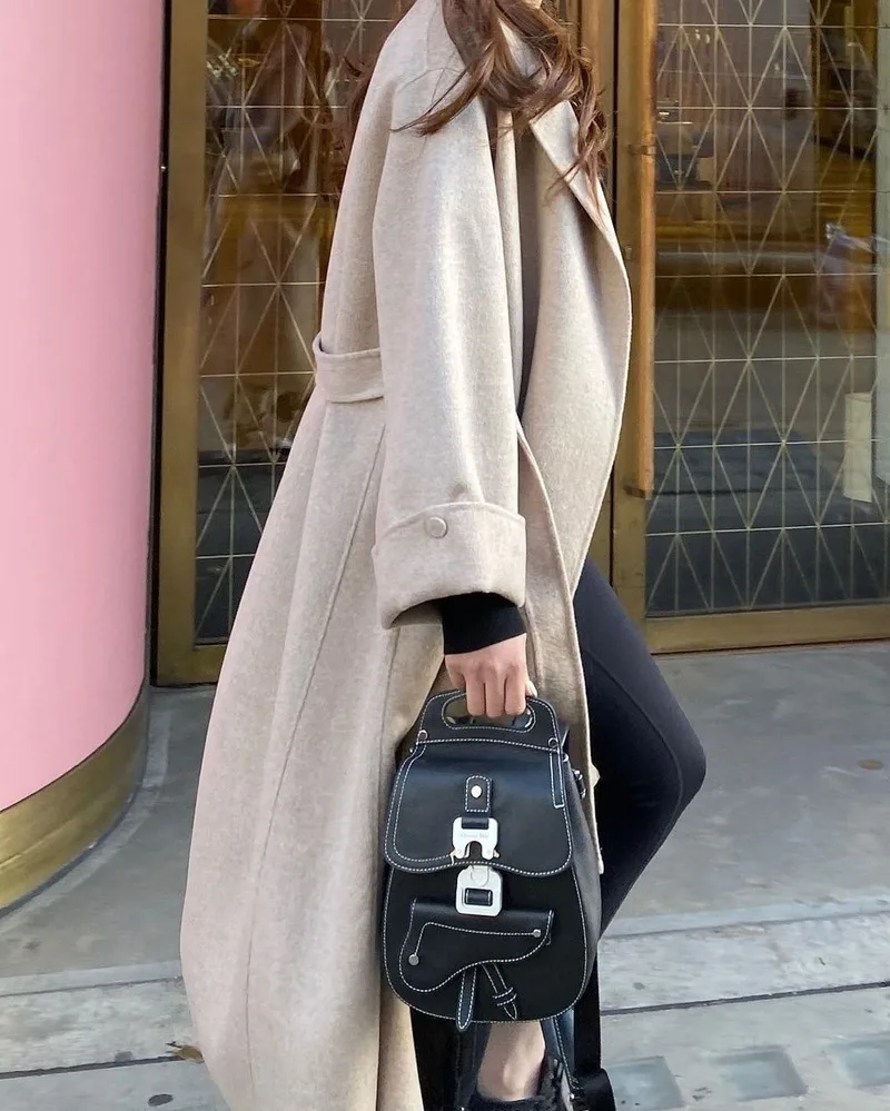 Пальто женская одежда 2019 корейское элегантное двухстороннее шерстяное пальто