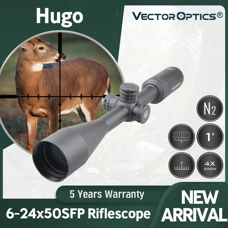 

Оптический прицел Vector Optics Hugo 6-24x50, 1 дюйм, сетка BDC, провод 10 ярдов, барабанный замок Rem 700 Ruge 10/22 .22LR