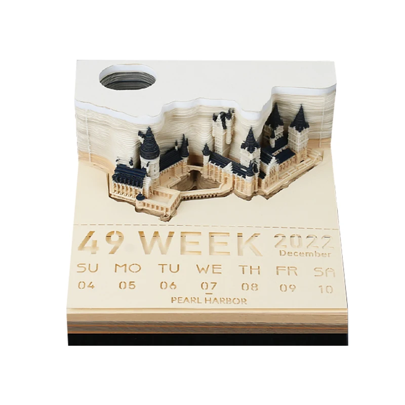 Bloc de notas con calendario, Bloc de notas con corte l&aacute;ser para regalo de fiesta de cumplea&ntilde;os y Navidad, 157 hojas, 3D Bloc de notas, bloque de papel, cubos de notas con caja de venta al por menor-0