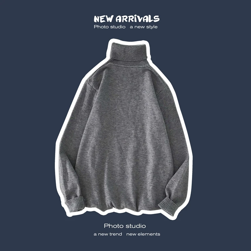 8 Winter Warm Men Turtleneck Knitwear Sweater Slim Fit Long Sleeve Stretch Basic Pullovers NEW Sweaters Oversized 8 Colors - Цвет: 8