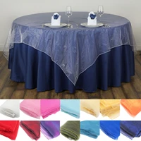 new decorative white organza wedding table cover 135cm square tablecloth for round table wedding birthday party home decorations