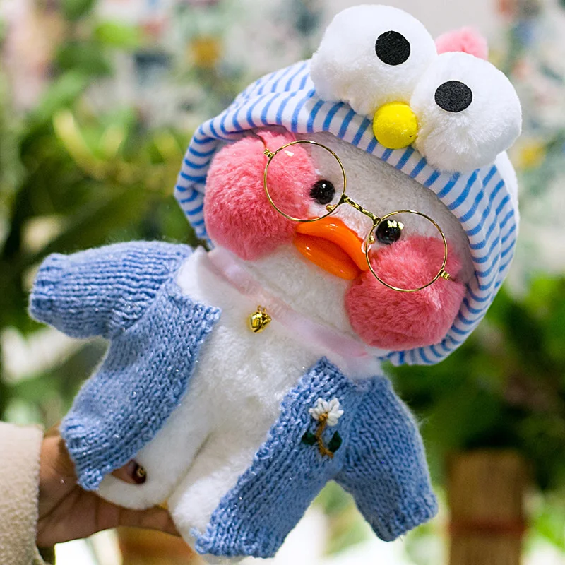 Белая плюшевая игрушка-утка с очками 30 см | Игрушки и хобби