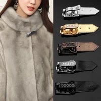 mink fur coat duckbill buckles inlaid rhinestone fur clothes decoration accessories buttons metal concealed buckle