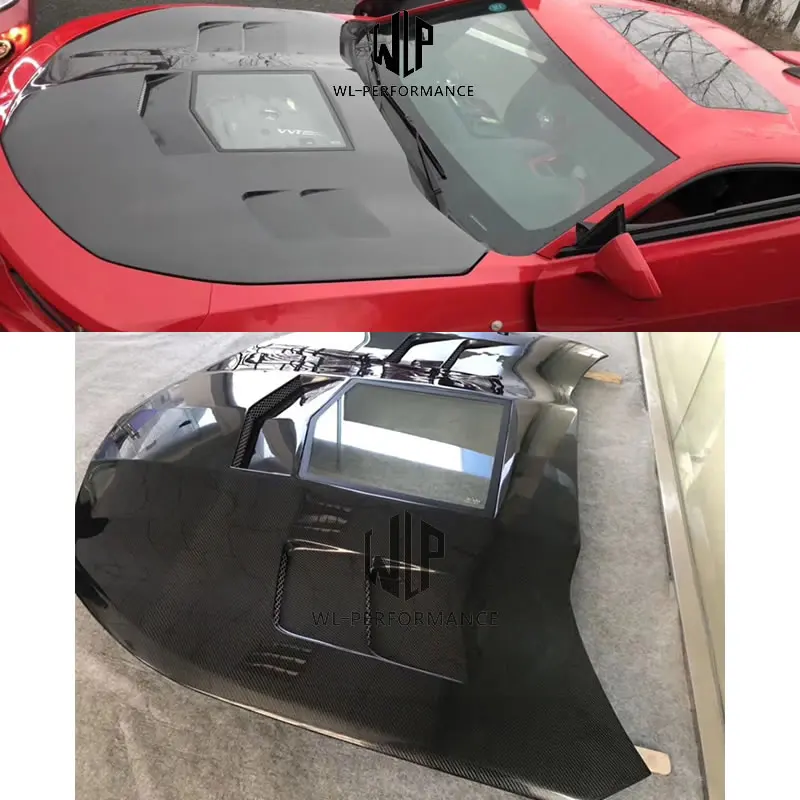 Высокое качество углеродного волокна/прозрачный FRP крышка капота двигателя для