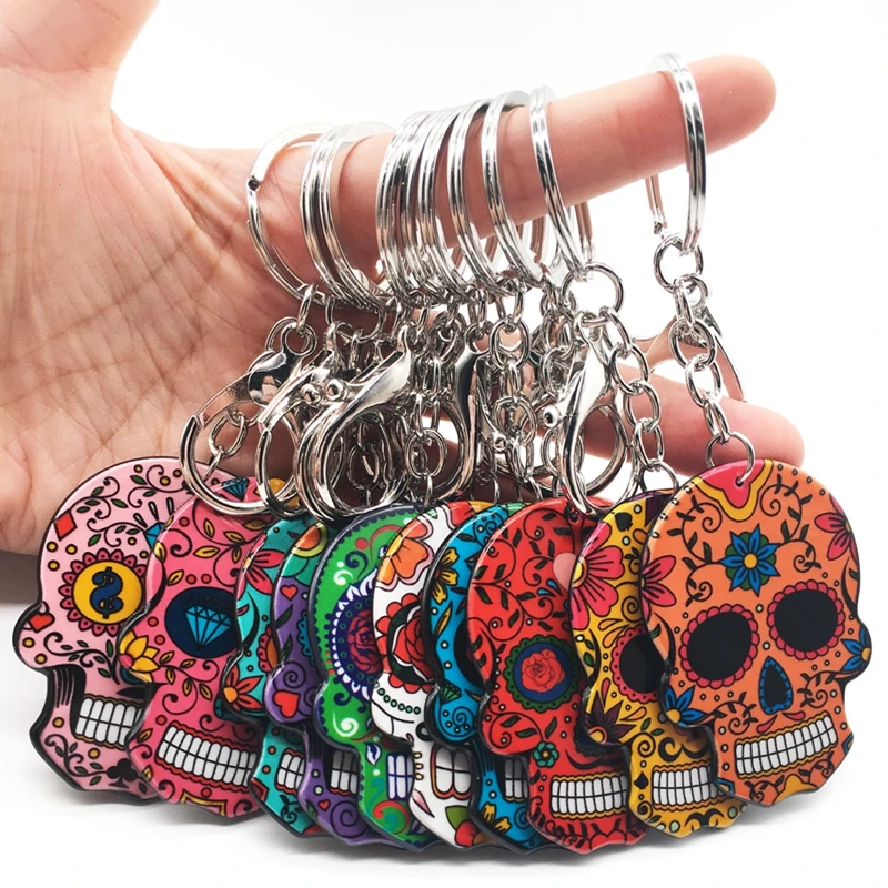 Брелок с черепом Calavera мексиканский милый сладкий сахар череп большой Омар брелок для ключей Хэллоуин акриловые бусины в форме черепа брелок сумка Подвески