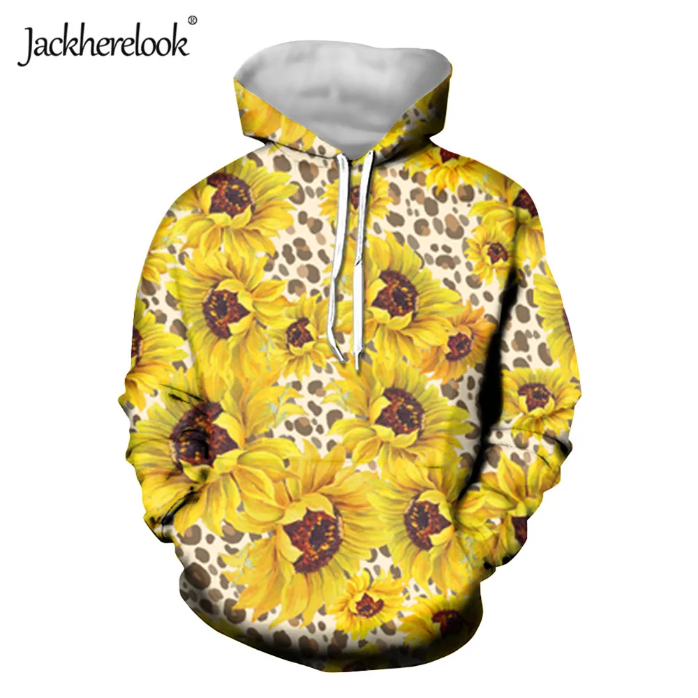 

Jackherelook Yellow Sunfloral Leopard Grain Print Oversized Long Sleeve Hoodies Women Pullover Sweatshirts Feminino Sudaderas