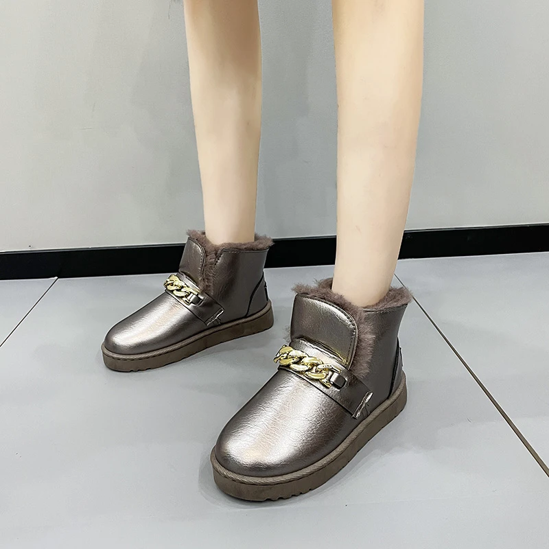 

Ankle Boots 2021 Top Fashion Sheepskin Leather Boots Natural Fur Warm Winter Boots Non-Slip Snow Boots for Women