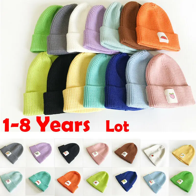 Милая зимняя вязаная шапочка с фруктовым узором для маленьких мальчиков и