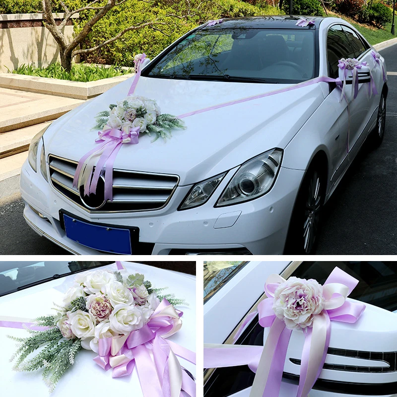 Набор свадебное оформление автомобиля набор свежий белый Искусственный Розовый