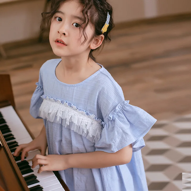 2020 New Children Lace Dress Brand Girls Baby Princess Kids Summer Cotton Jacquard Cute Toddler Clothes #5570 | Детская одежда и