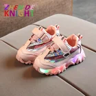 Детские светящиеся кроссовки, дышащая повседневная обувь с подсветкой, размеры 21-30