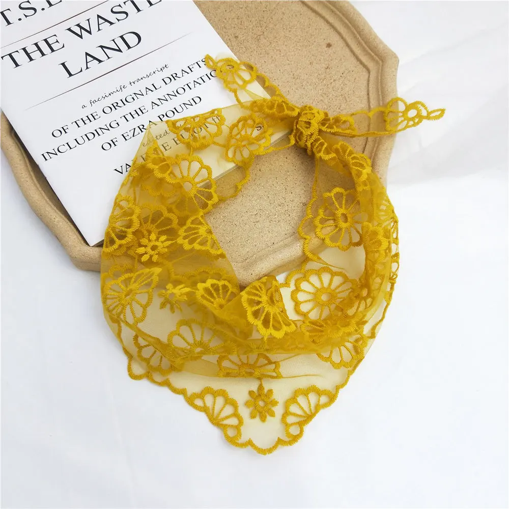 Женский модный треугольный шарф однотонный кружевной полый корейский цветочный