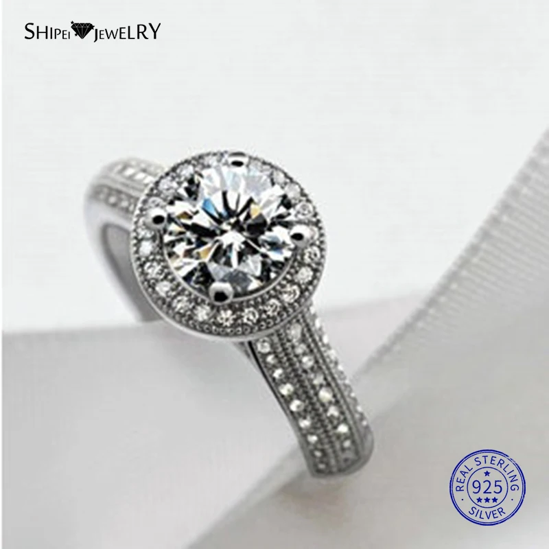 Женское кольцо с муассанитом из серебра 925 пробы 100% карата|Кольца| |