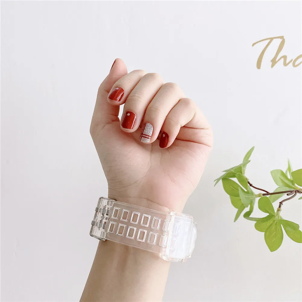 Sport Strap for Apple Watch Band Series 8 7 41mm 45mm SE 6 5 Silicone Transparent Strap for iWatch 4 3 2 1 38mm 40mm 42mm 44mm 