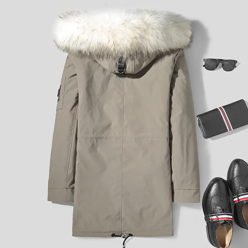 Зимняя парка пальто с лисьим мехом мужская длинная куртка воротником из меха