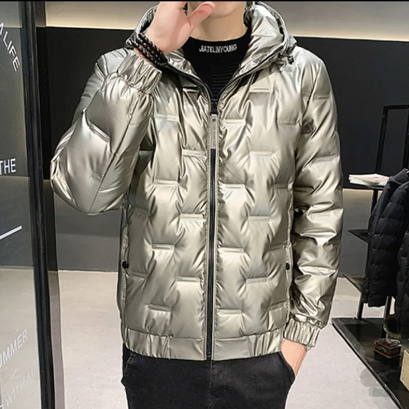 Fashion 2022 Autumn Winter Hooded Bubble Duck Down Jackets Men's Solid Bright Parkas Thick Warm Waterproof Down Coats M-6XL Tops