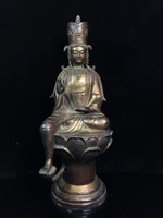 19chinese folk collection old bronze cinnabar lacquer northern wei buddha guanyin bodhisattva lotus terrace sitting buddha