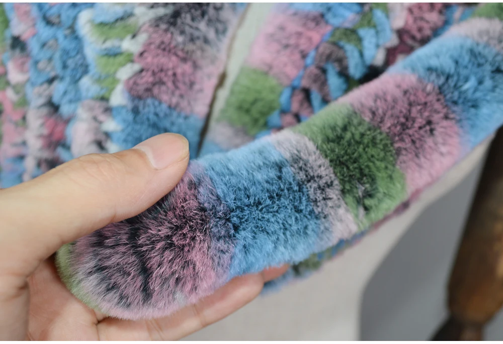 Winter Long Style Women Real Rex Rabbit Fur Scarf Rex Rabbit Fur Warm Soft Ring Scarfs High Quality Knit Rabbit Fur Scarves