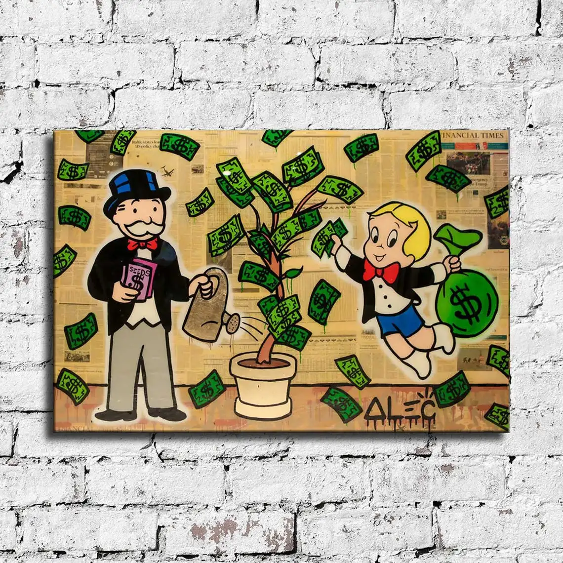 

Graffiti Street Pop Art Planting Money Trees Poster Canvas Painting Print On Wall Picture For Living Room Home Decor Frameless