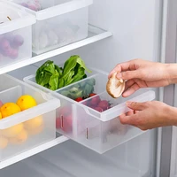 3 grids clear plastic food egg storage container kitchen refrigerator food fruit crisper portable partition storage box