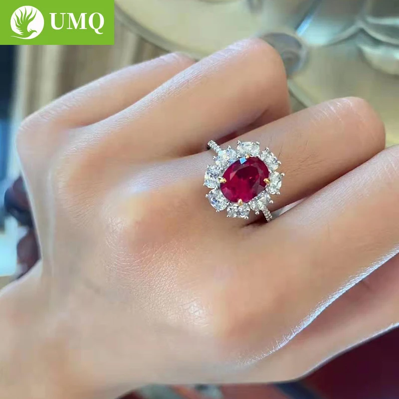 

UMQ 925 Sterling Silver Created Moissanite Ruby Gemstone Earrings/Necklace/Ring Wedding Engagement Jewelry Sets Wholesale