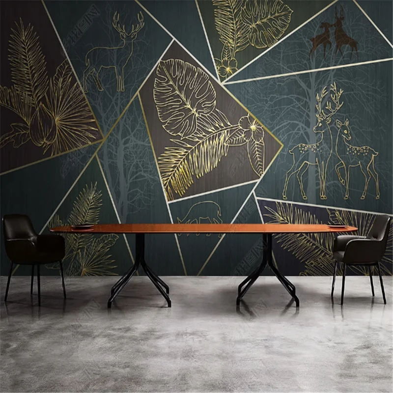 Современная Настенная бумага s для гостиной Минималистичная золотая линия лес
