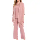 Костюм из шифона и брюк, прямые, со средней посадкой, для свадьбы, вечеринки, женский с кружевной отделкой