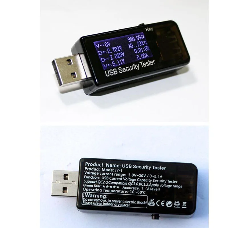 USB тестер емкости и напряжения цифровой светодиодный вольтметр для зарядки
