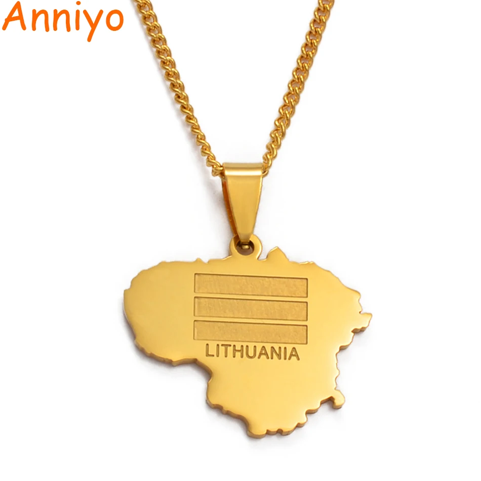

Anniyo цвета золота Литва карта кулон и форме плетённого кольца для женщин/мужчин Lietuvos ювелирные изделия #012821