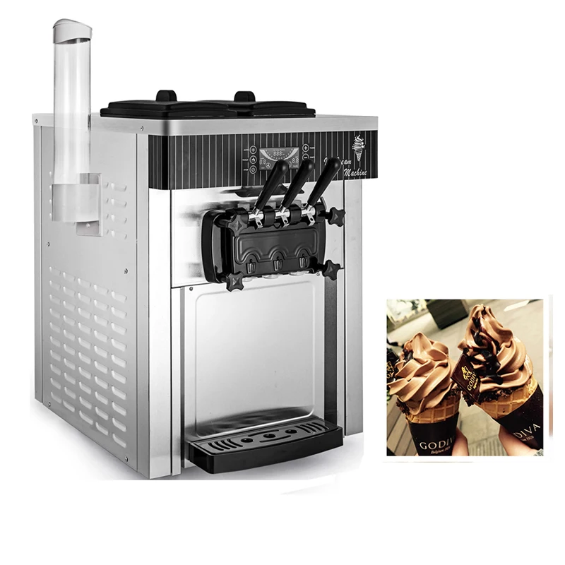 

2200W 20-28L/H Soft Ice Cream Machine Serve Yogurt Maker 3 Flavors Fridge to Make Electric Ice Cream Commercial LED Screen