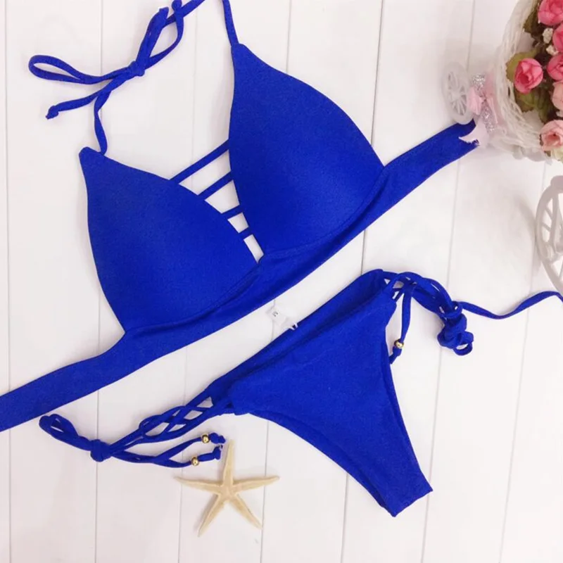 Женский купальник-бикини однотонный леопардовый купальник с низкой талией