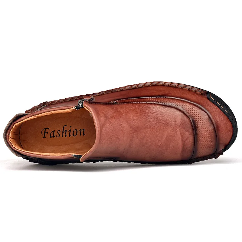 Новинка Мужская кожаная обувь Сезон осень-зима Ручная работа Мягкая