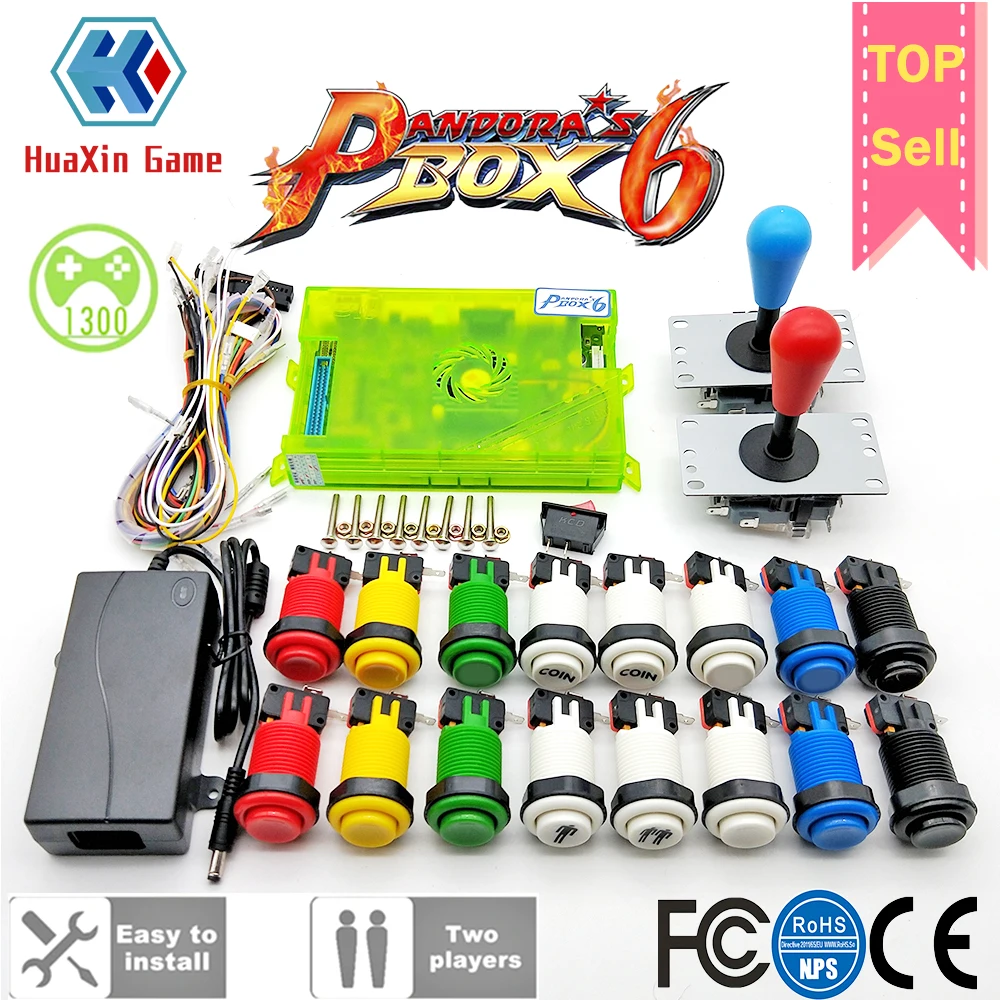 

2 Player DIY Arcade Kit Pandora box 6 1300 in 1 game board and 5Pin joystick American HAPP Style Push Button for Arcade Machine