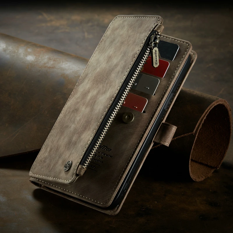 CaseMe-Funda de cuero con cremallera para iPhone, carcasa con ranura para tarjeta, para iPhone 13, 12 Min, Xs, Xr, Xs Max, 13 Pro, X, 7, 8, 6, 6s Plus-2