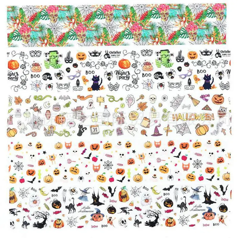 3D Наклейки для ногтей в виде тыквы черепа звездного неба Хэллоуина фурнитура