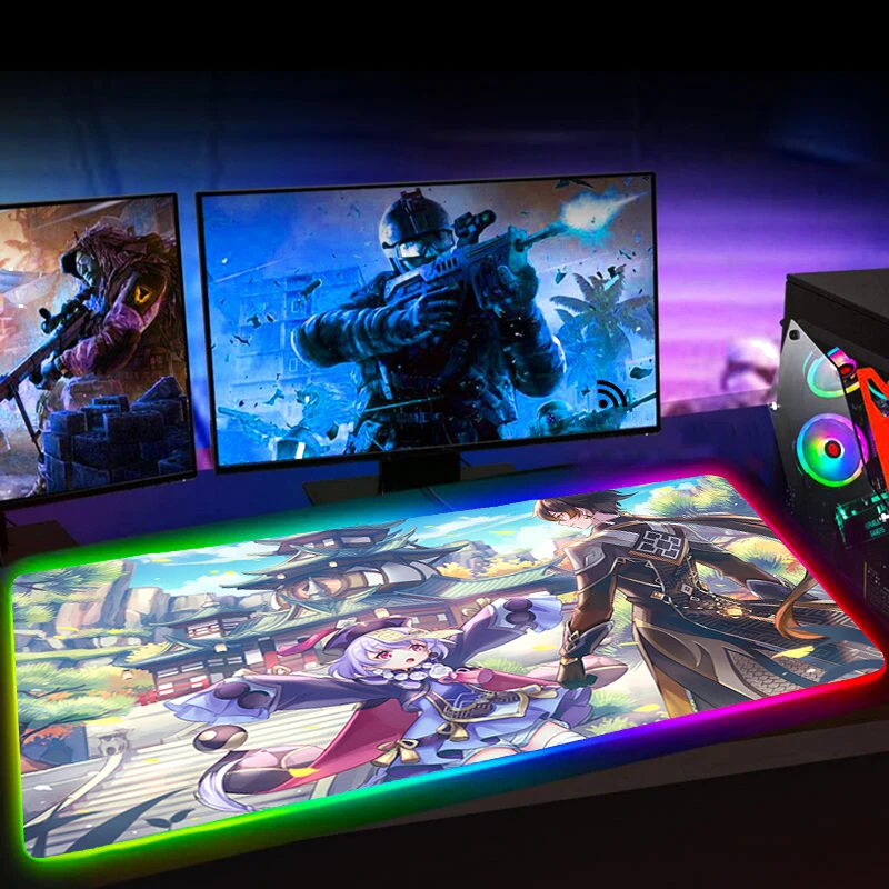 Rgb Hu Tao Genshin ударопрочный коврик для мыши 900x400 мм компьютерные игровые аксессуары L