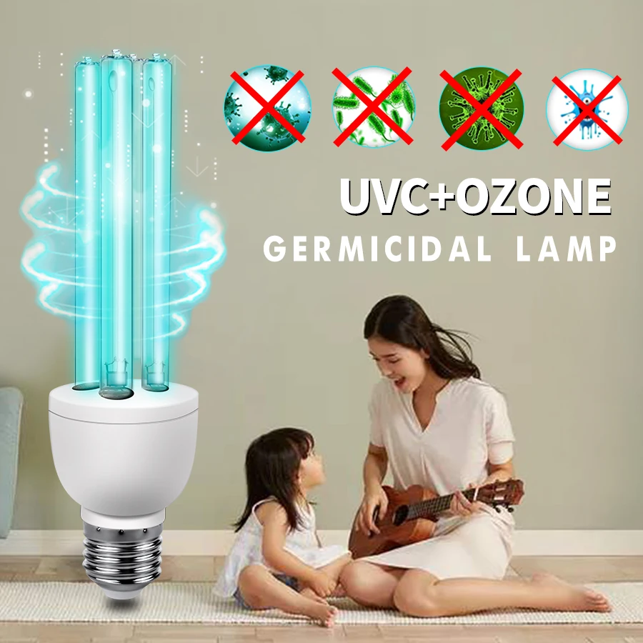 Фото E27 UVC ультрафиолетовый светильник Трубная лампа CFL 15 Вт 25 дезинфекционная