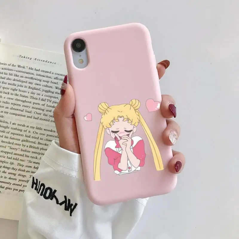 

Sailor Moon Original Liquid Silicone Phone Case For iphone 11 Pro Max X XS Max XR Candy Color Shell For iPhone 7 8 6 6S Plus