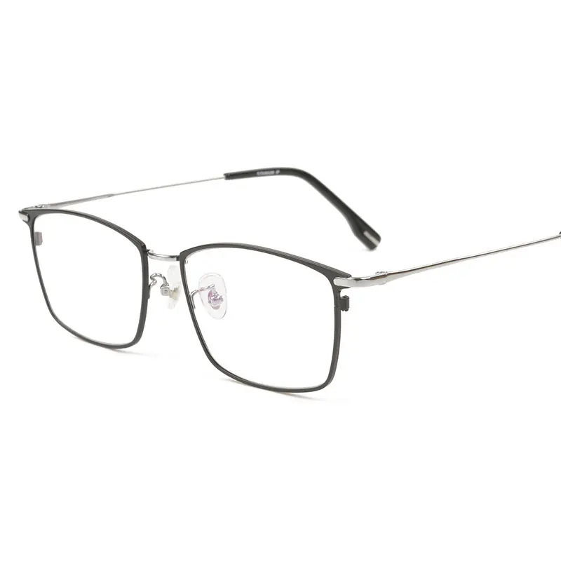 Black-silver Reven Jate EJ85351 очки Оптические модные рамка из титанового оправа для мужчин очки полный обод с 3 дополнительными цветами - Цвет оправы: Black-silver