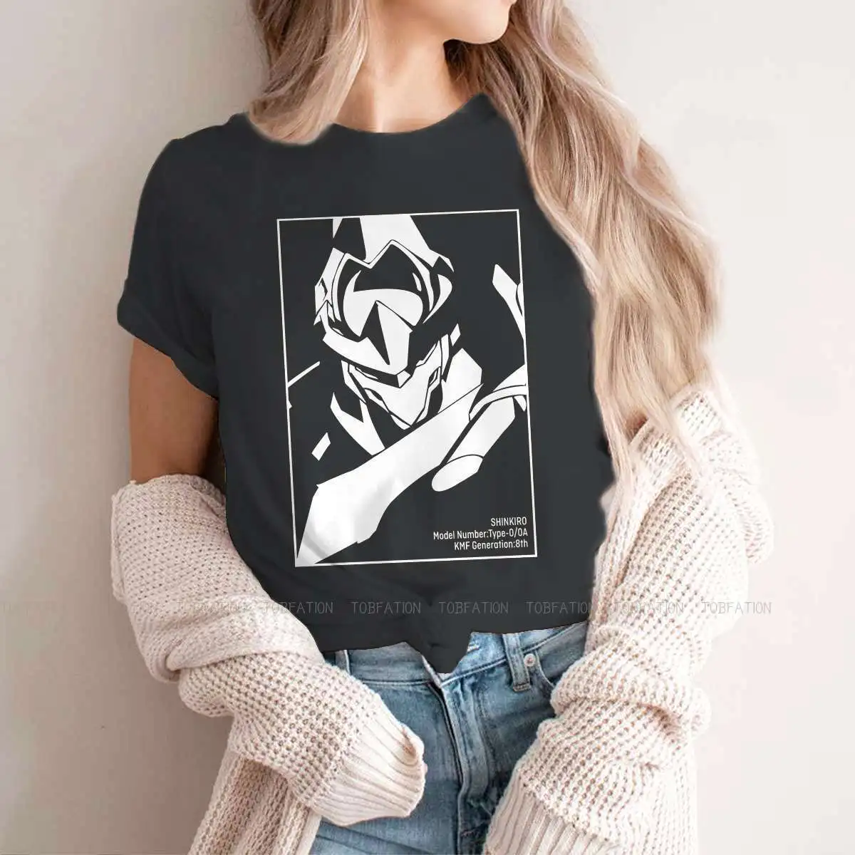 

Shinkiro Round Collar TShirt CODE GEASS Lelouch of the Rebellion Fabric Basic T Shirt Woman's Tops New Design Fluffy Hot Sale