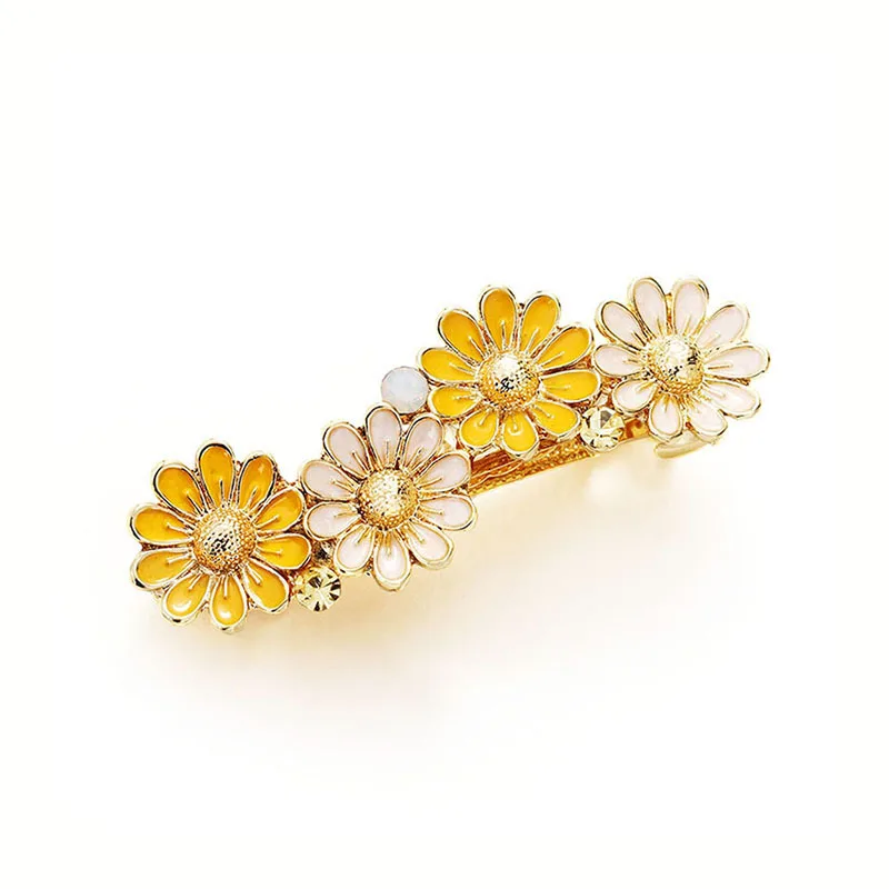 Morkopela Daisy Enamel Hair Clip Accessories Vinage Summer Style Pin Rhinestone For Women | Украшения и аксессуары