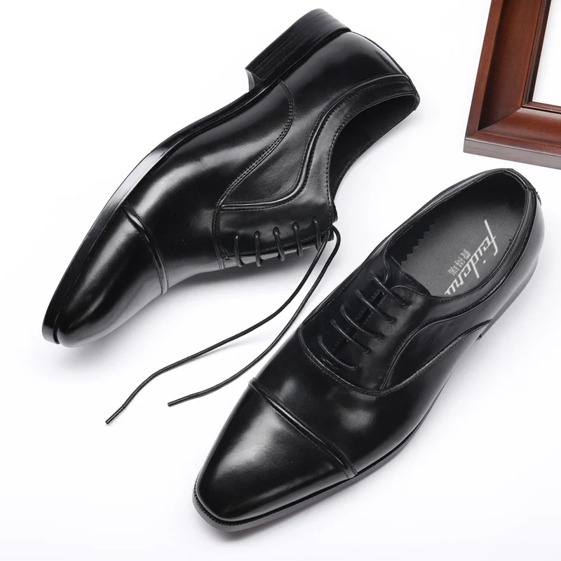 Italian Design Man Handmade Party Wedding Shoes Natural Genuine Leather Men's Pointed Toe Laces Cap Retro Brogue Flats DX155 | Обувь