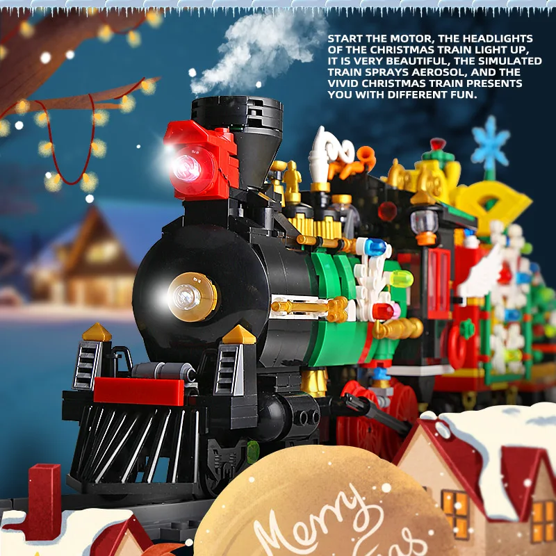 Моторизованный Рождественский зимний поезд Mold King 12012 APP модель 36001 паровой
