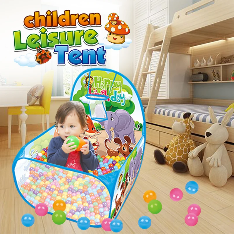 Детская игровая палатка с баскетбольной стойкой, оградой-балленбаком, портативный детский бассейн с сухими шарами "Марин".