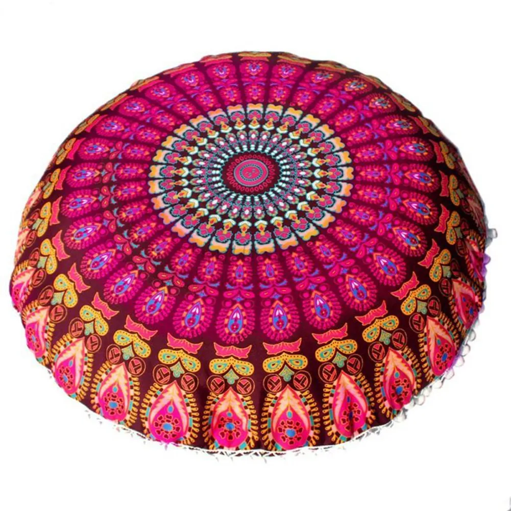 

43CM Round Pattern Pillowcase Bohemian Polyester Fiber Indian Mandala Printed Pattern Cushion Cover Floor Cushion Pillows Cover