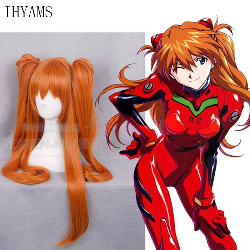 EVA Asuka Langley Soryu Длинные Синтетические волосы оранжевый термостойкий косплей