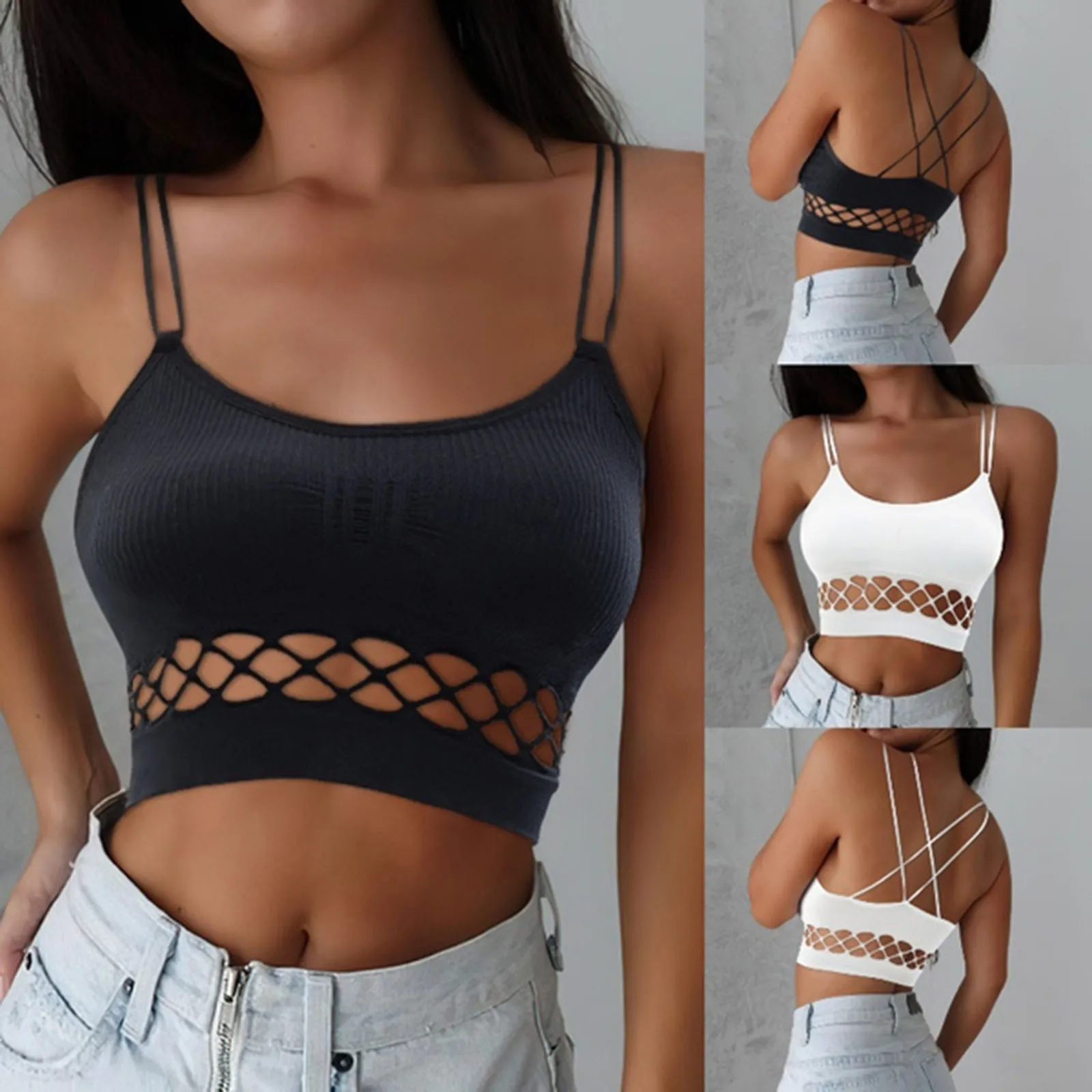 

2021 vintage Clothes Summer Clothes For Women Ladies New Fashion Sexy Bra Crop Top Bustier Sleeveless Vest Sling ropa de mujer