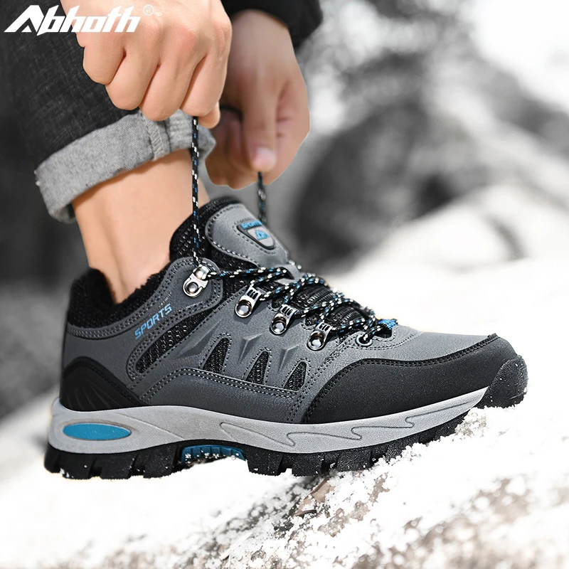 Abhoth Running Shoes Men Sneakers Winter Plus Velvet Keep Warm Snow Non-slip Waterproof Outdoor Hiking Shoes Large Size 36-48