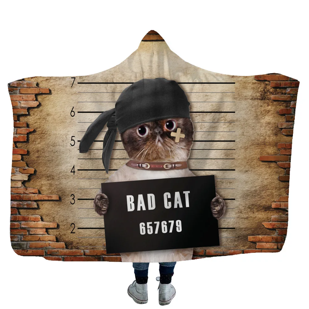 Одеяло с капюшоном домашнее переносное мягкое теплое одеяло 3D принтом плохой