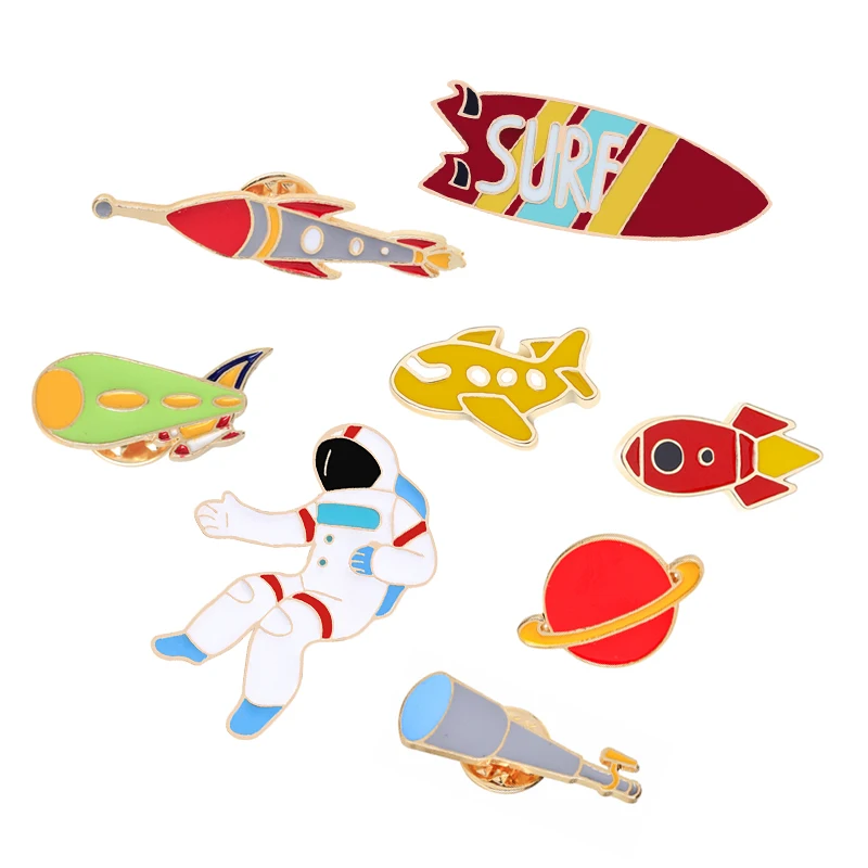 Мультяшные модные броши Вселенная астронавт космический корабль Космический